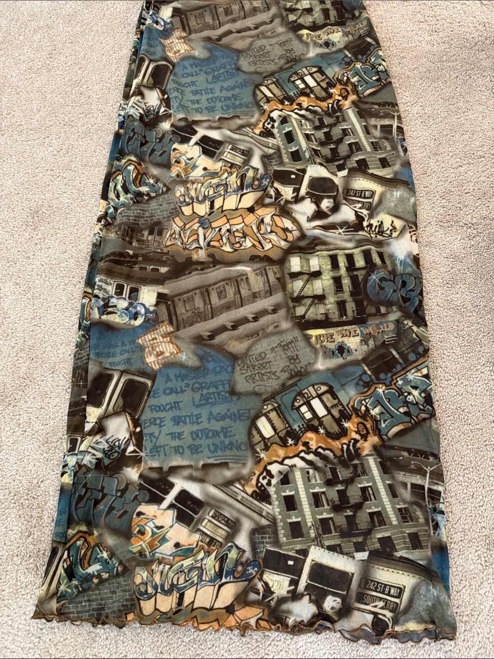 Women's Maxi Skirt in Multicolor Graffiti Print